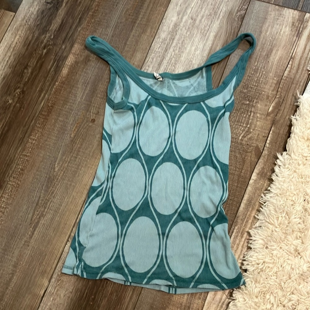 Old Navy Green and Blue Fitted Sleeveless Tank Top